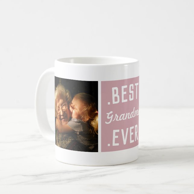 Pink Modern Custom 2 Foto Beste Oma je Tasse (Vorderseite Links)