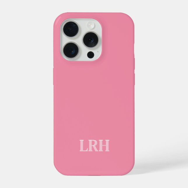 Pink Modern Double Layer Simple Initial Monogram  iPhone 15 Pro Hülle (Rückseite)