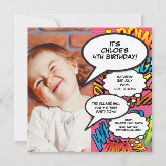 Pink Modern Fun Foto Geburtstagsparty jedes Alters Einladung