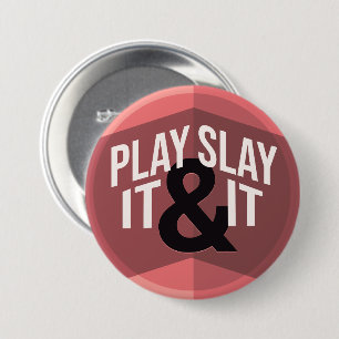 Pink Modern Geometric Phrase Play Board Games Button