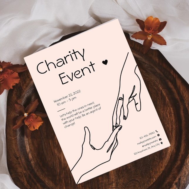 Pink Modern Illustration Fundraiser Wohltätigkeit  Flyer (Von Creator hochgeladen)