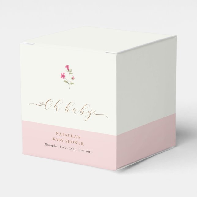 Pink Modern Kleine Wildblume Kinderdusche Geschenkschachtel (Vorderseite)