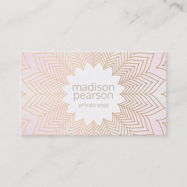 Pink Modern Lotus Mandala Blume Yoga Lehrer Visitenkarte (Vorderseite)