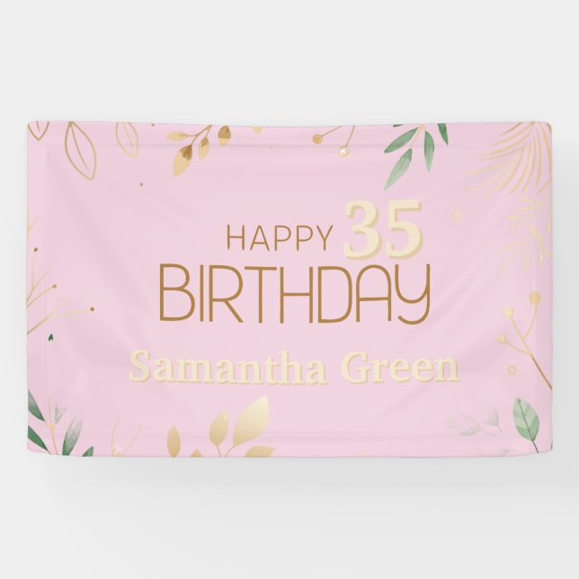 pink modern minimalelegant einfach 35. Geburtstag Banner (Horizontal)