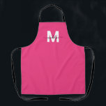 Pink Modern Minimalist Elegant Monogram Schürze<br><div class="desc">Personalized Custom Create Your Own Modern Magenta Hot Pink Initial Name Monogram Apron. This chic and sophisticated apron is perfect for anyone who wants to add a personalized and elegant touch to their work attire. Whether you're a home chef preparing meals in the kitchen, a hair stylist in need of...</div>