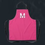 Pink Modern Minimalist Elegant Monogram Schürze<br><div class="desc">Personalized Custom Create Your Own Modern Magenta Hot Pink Initial Name Monogram Apron. This chic and sophisticated apron is perfect for anyone who wants to add a personalized and elegant touch to their work attire. Whether you're a home chef preparing meals in the kitchen, a hair stylist in need of...</div>