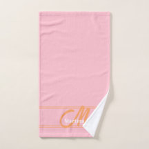 Pink Modern Monogram Initial Yoga Towel