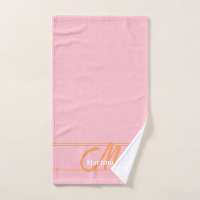 Pink Modern Monogram Initial Yoga Towel Handtuch (Handtuch)