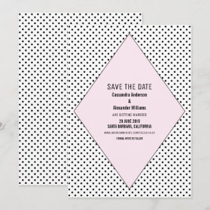 Pink Modern Polka Dots Save the Date einladen Einladung