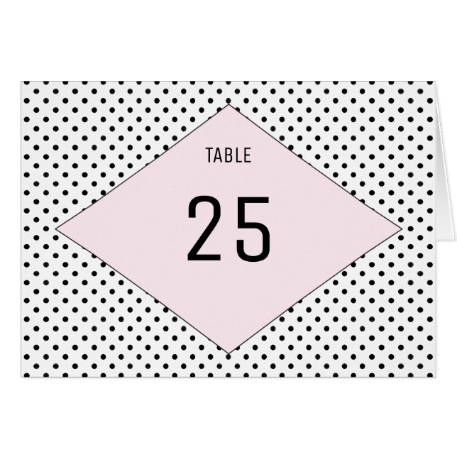 Pink Modern Polka Dots Tischnummer (Vorderseite (Horizontal))