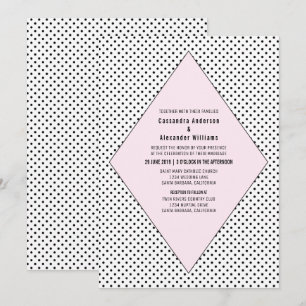 Pink Modern Polka Dots Wedite Einladung