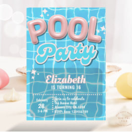 Pink Modern Preppy Girls Pool Birthday Chic Einladung