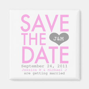 Pink Modern Save the Date Magnet