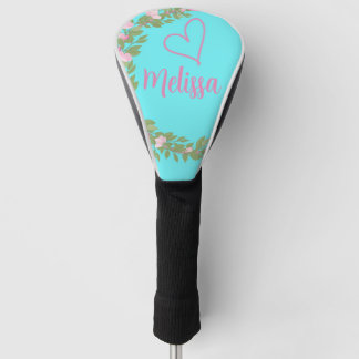 Pink Modern Script Girly Monogram Name  Golf Headcover