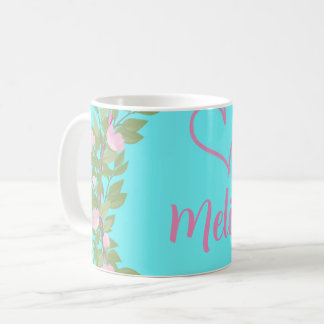 Pink Modern Script Girly Monogram Name  Kaffeetasse