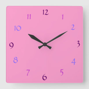 Pink Modern Wall Clock Quadratische Wanduhr