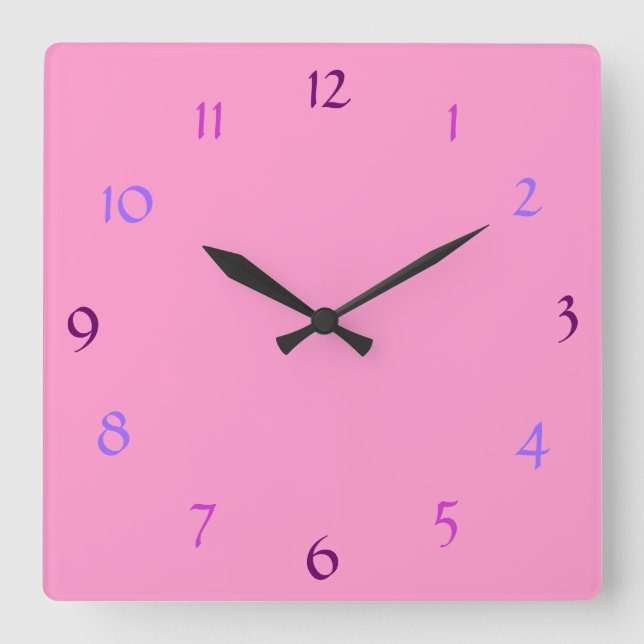 Pink Modern Wall Clock Quadratische Wanduhr (Vorderseite)
