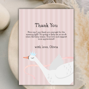 Pink Modern Whimsical Princess Swan Baby Dusche Dankeskarte