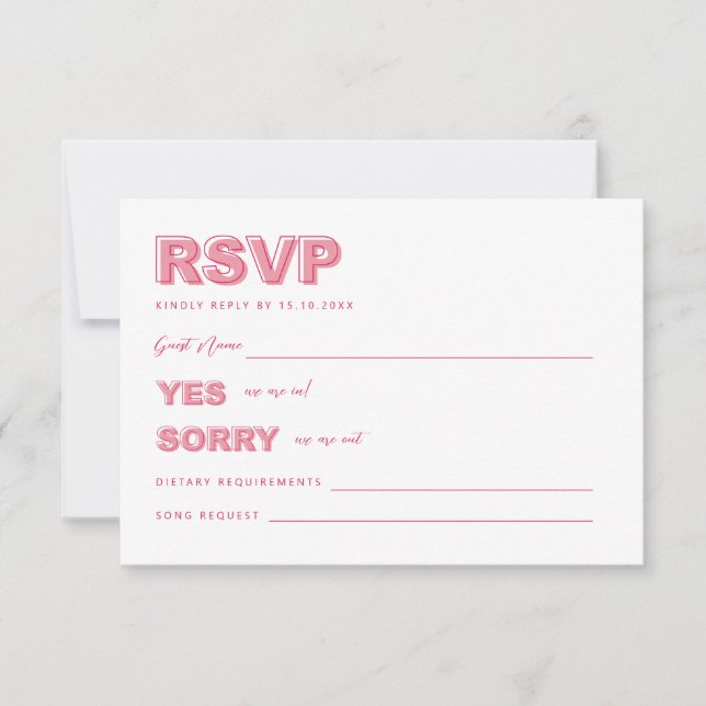 Pink Moderne, fett formatierte UAWG-Antwortkarte RSVP Karte (Vorderseite)