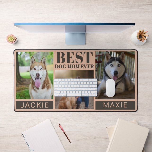 Pink moderne Meilleur Chien Maman Ever 3 Photo Col (Bureau 1)