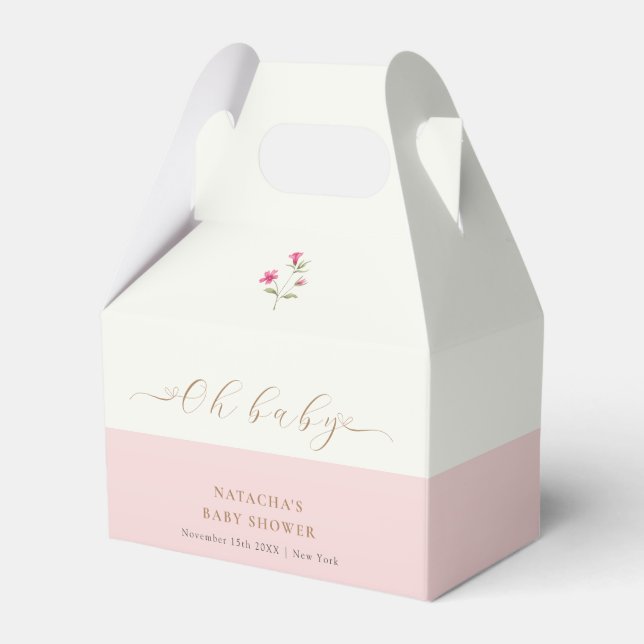 Pink Moderne Minimalistische Wildblume Kinderdusch Geschenkschachtel (Vorderseite)
