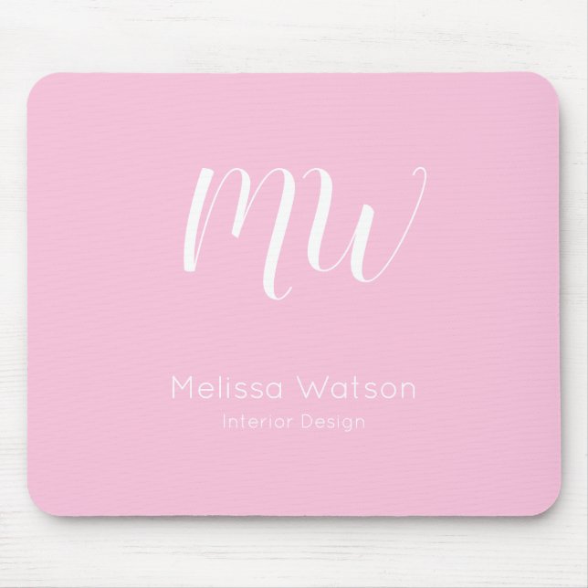 Pink Moderne Monogram Mitarbeiter Initials Busines Mousepad (Vorne)