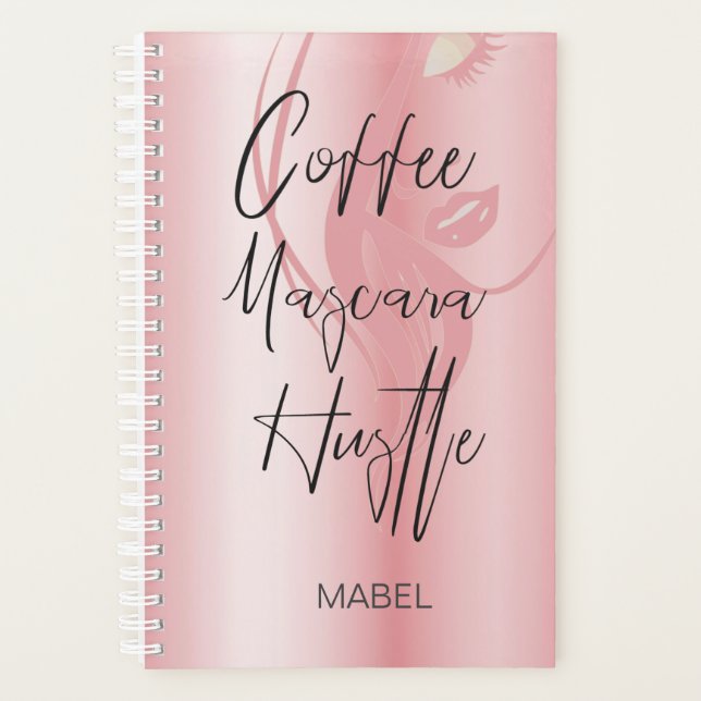 Pink Moderne schicke Typografie Hustel Planer (Vorderseite)