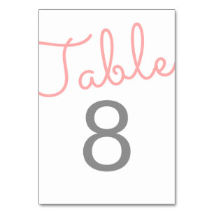Pink Moderne Typografie Hochzeit Tischnummer