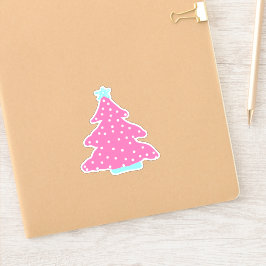 Pink Moderne Weihnachtsbaume Aufkleber