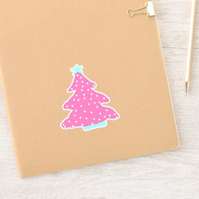 Pink Moderne Weihnachtsbaume Aufkleber (Notizbuch)
