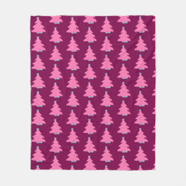 Pink Moderne Weihnachtsbaumen Fleecedecke