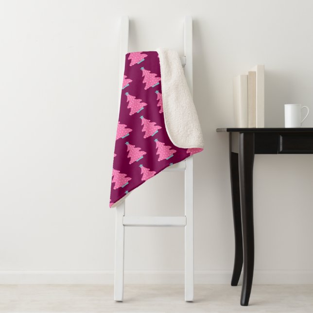 Pink Moderne Weihnachtsbaumen Sherpadecke (Beispiel)