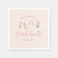 Pink moderner Bachelorette Wildblume Champagner