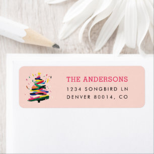 Pink Moderner Weihnachtsbaum Familienname Urlaub