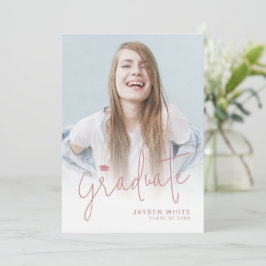 Pink Modernes Script 4 Foto Abschluss Ankündigung