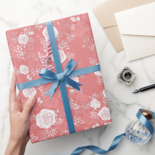 Pink Modernes und elegantes Blumenmuster Geschenkpapier