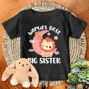 PINK Mond Löwe World's Best Große Schwester   WHTX Baby T-shirt