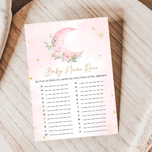 Pink Mond und Sterne Baby Shower Name Rate Spiel