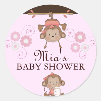 Pink Monkey Baby Shocker Runder Aufkleber