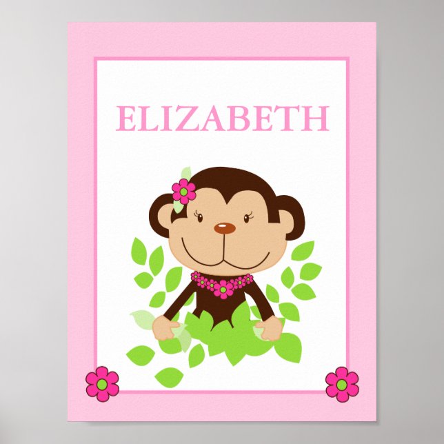 PINK MONKEY (MONKAROONI) INDIVIDUELLE NAME DRUCKEN POSTER (Vorne)