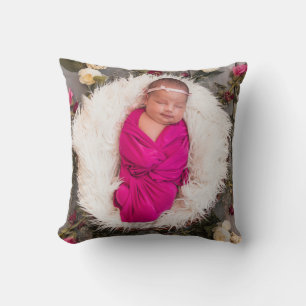 Pink Monogram Baby Girl Foto Kissen