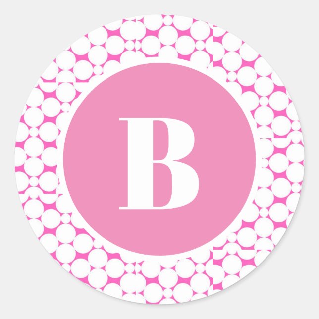 Pink Monogram Baby Shooting Gastgeschenk Aufkleber (Vorderseite)