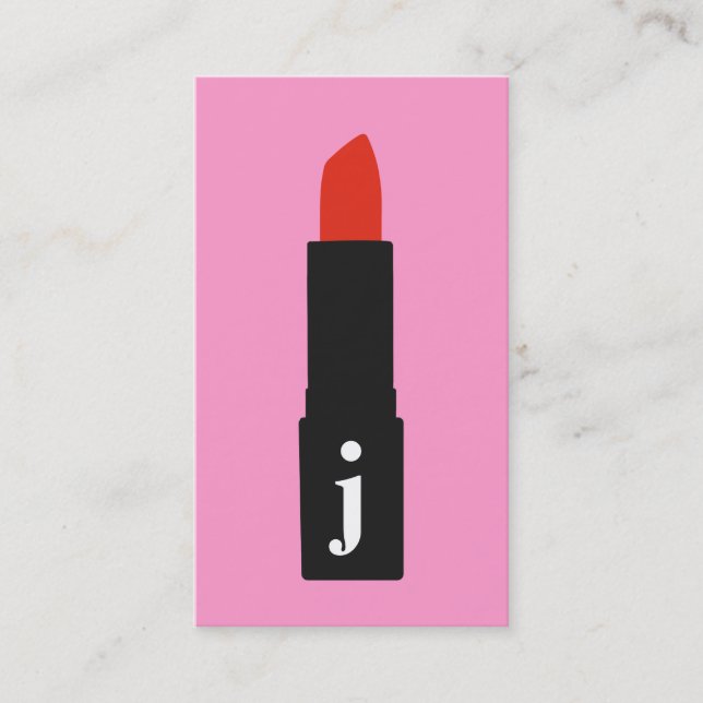 Pink Monogram Beauty Makeust Artist Lipstick Visitenkarte (Vorderseite)