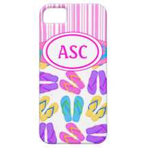 Pink Monogram Flip Flops iPhone 5 Fall