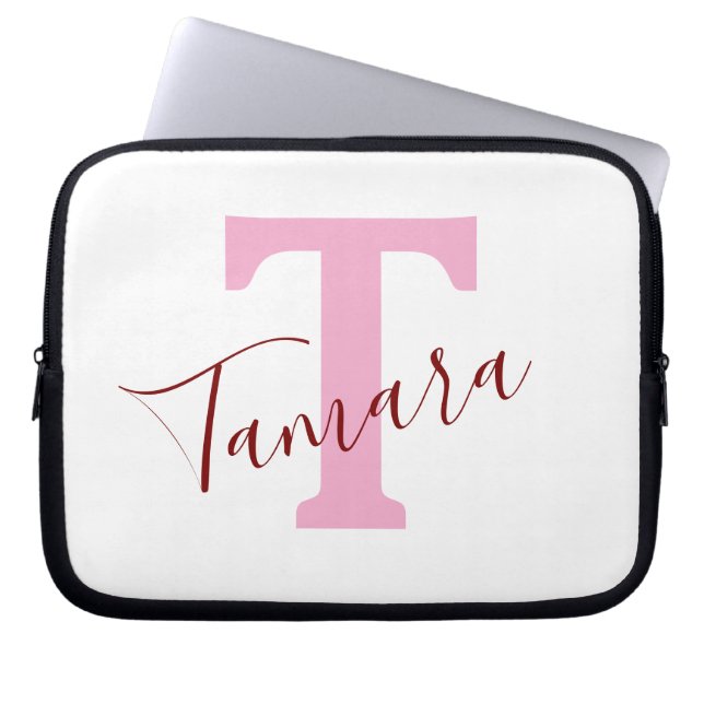 Pink Monogram Laptop Sleeve | Custom Name (Vorderseite)