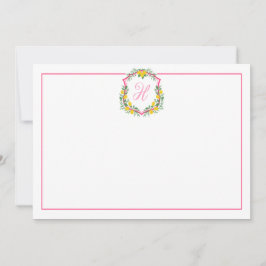 Pink Monogram Lemon Wappen, Custom Danke Card