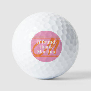 Pink Monogram Name Funny Golfball
