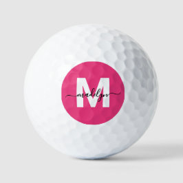 Pink Monogram Personalized Golfball