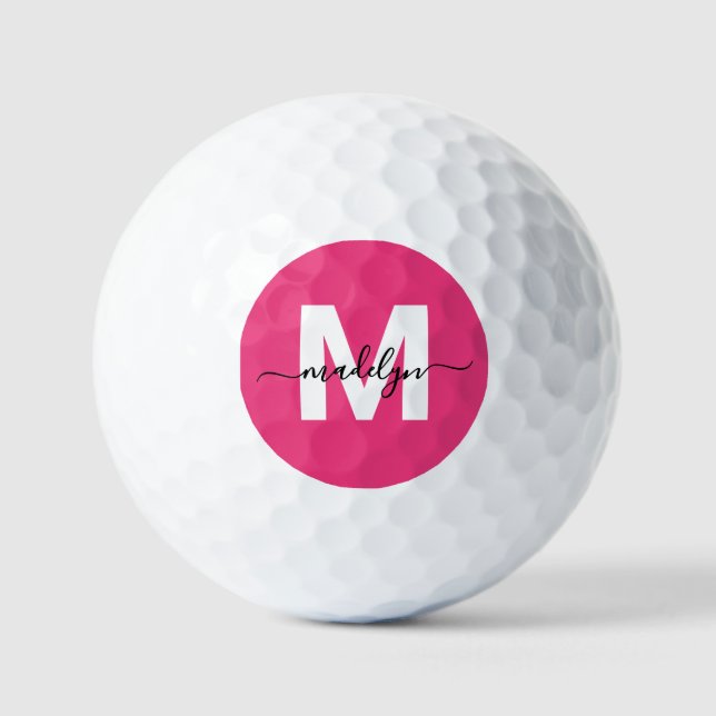 Pink Monogram Personalized Golfball (Vorderseite)