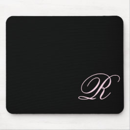 Pink Monogram Script Black Mouse Pad Mousepad
